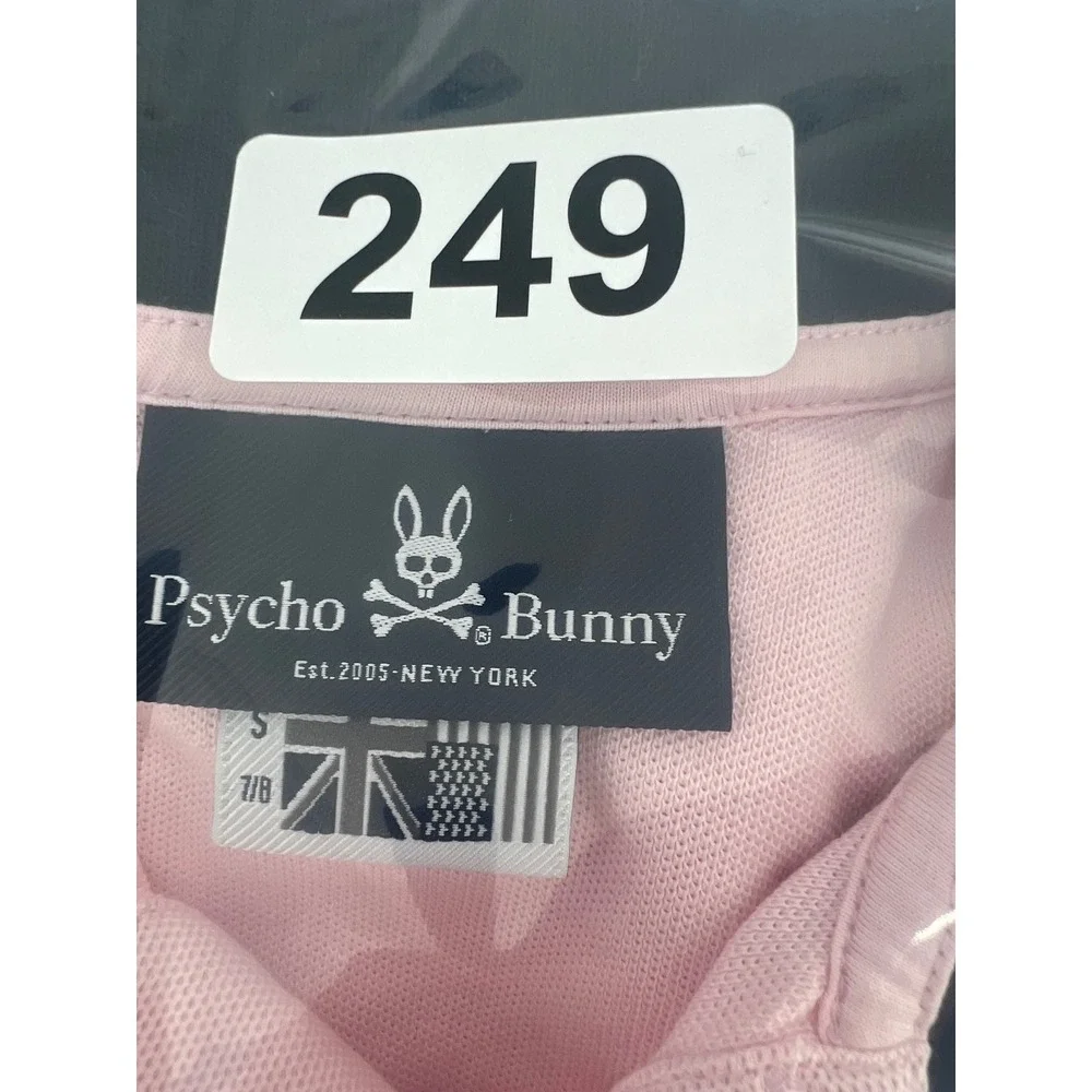 Psycho Bunny Pink Short Sleeve Polo Shirt Boys Girls Kids Size S 7‎ 8 Bunny Logo